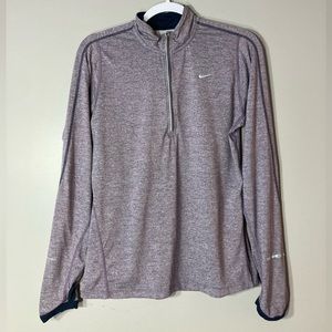 Nike Dry Fit M Quarter Zip Running Shirt Heather Purple with Navy Blue Trim